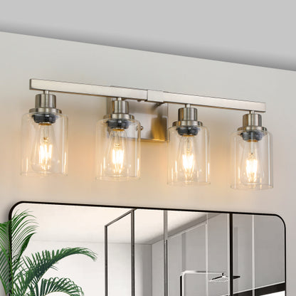 Modern Bathroom Vanity Light Fixture - Brushed Nickel Finish with Clear Glass Shades(No Bulbs)