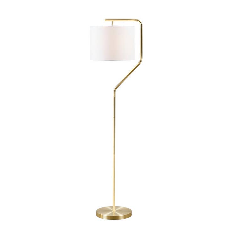 Angular Gold Floor Lamp with White Shade