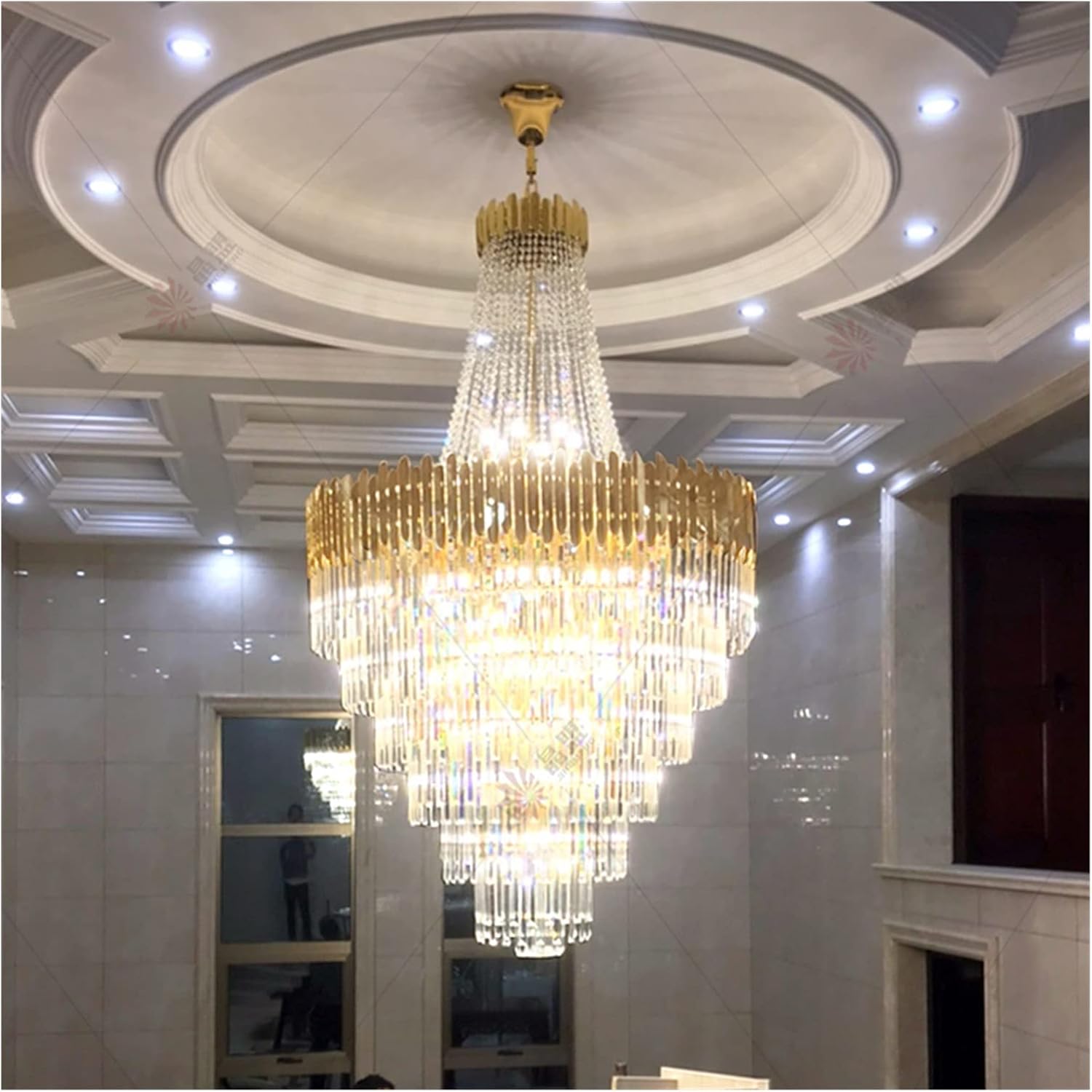 Tiered Gold Crystal Chandelier