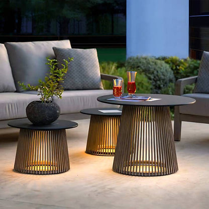 Metal Outdoor Table with Solar Lights