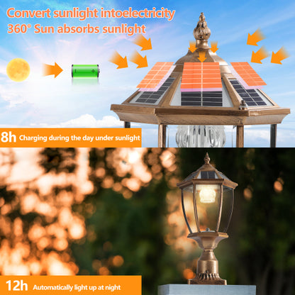 Solar Column Headlights With Dimmable LED