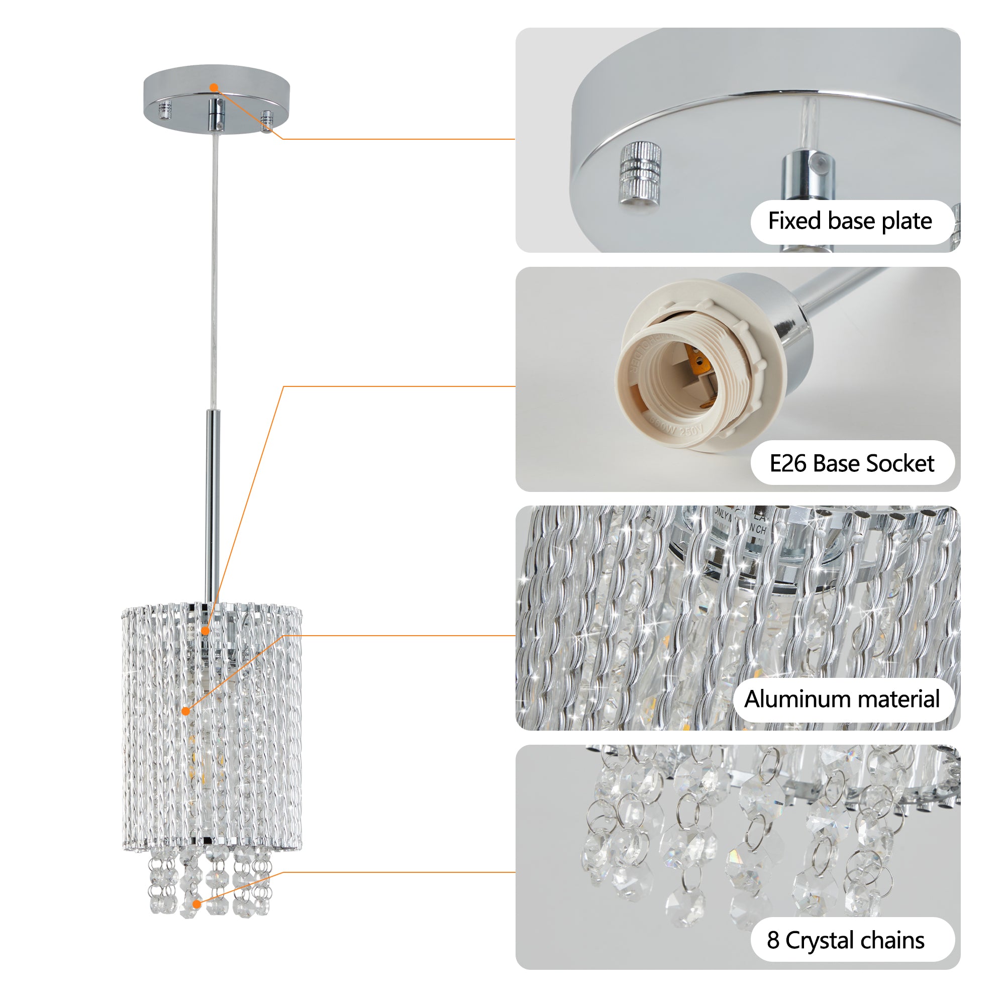 Luxury 3-Pack Crystal Pendant Lights, Elegant Golden Finish Chandelier with Waterfall Bead Design (No Bulbs)