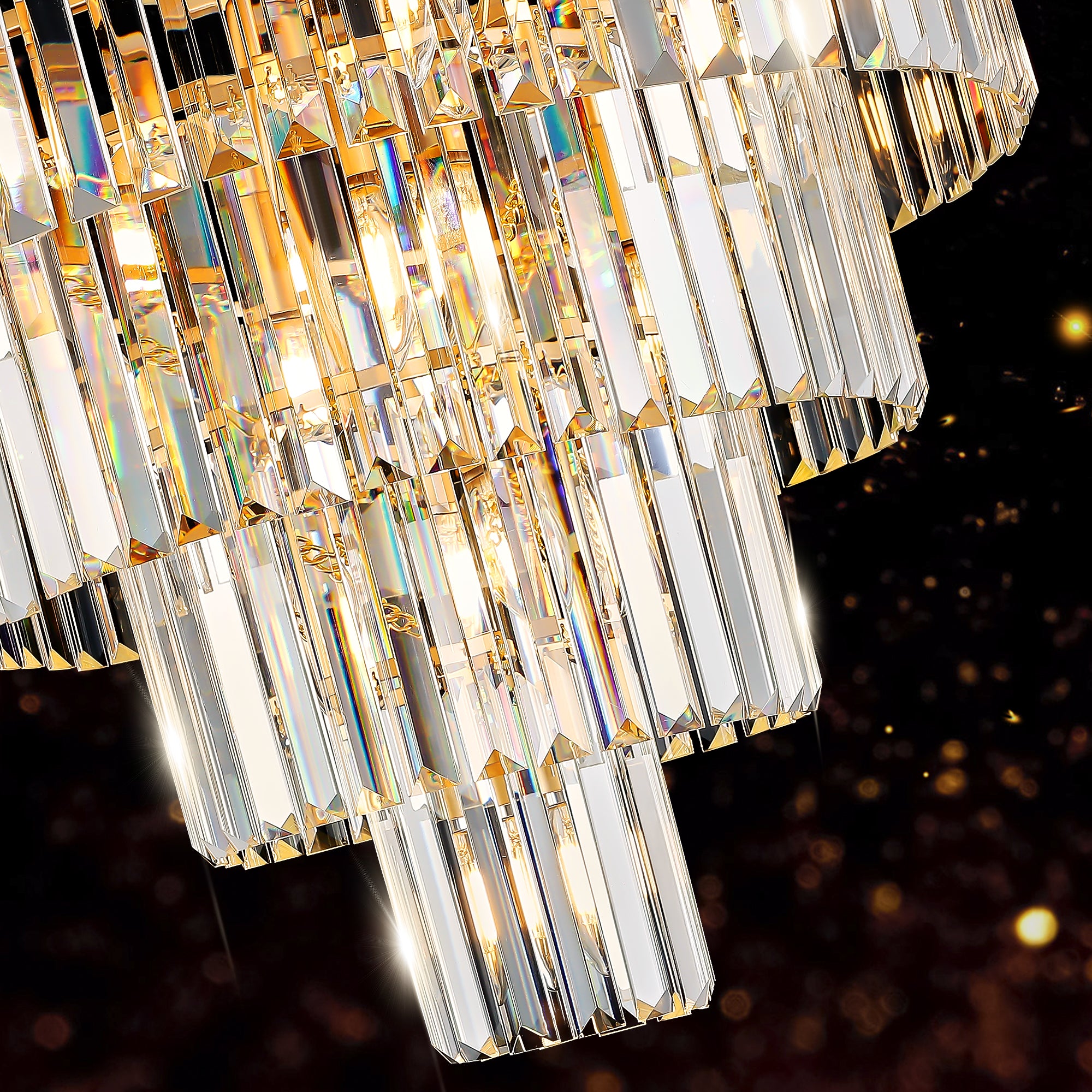 Golden Luxury Crystal Chandelier Modern Chandeliers Lights Fixture Hanging Pendant Light Fixture for Dining Room Bedroom Living Room Dia 23.6 Inch-Gold