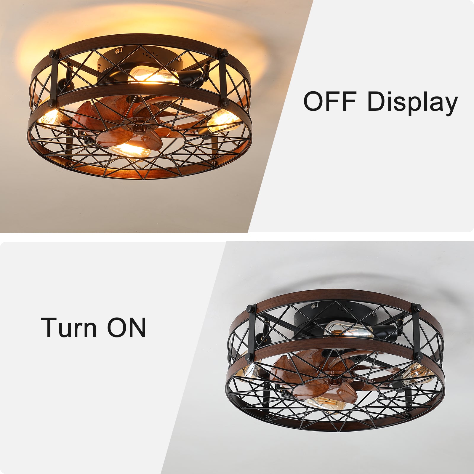 Caged Ceiling Fans with Lights Black