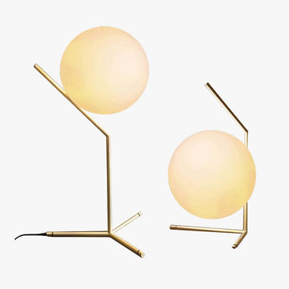 Lampe de table en forme de globe en verre laiteux