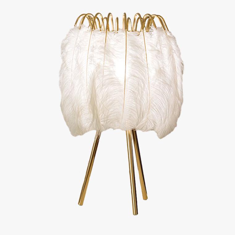 Lampe de table à plumes sur trépied élégante