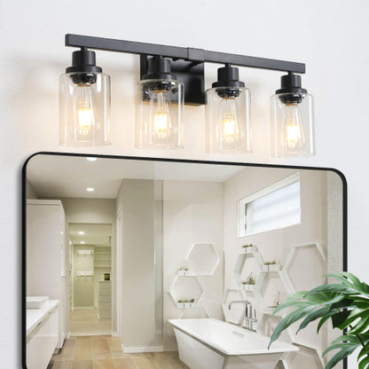 Modern Black  Bathroom Vanity Light Fixture, Industrial Wall Sconce with Clear Glass Shades(No Bulbs)