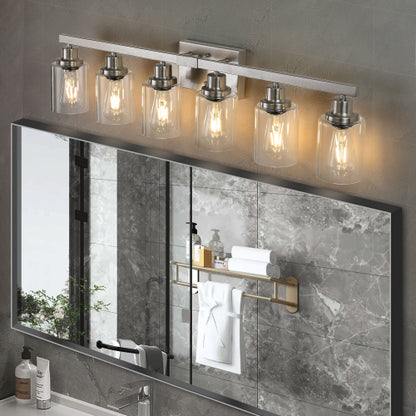 Modern Bathroom Vanity Light Fixture - Brushed Nickel Finish with Clear Glass Shades(No Bulbs)