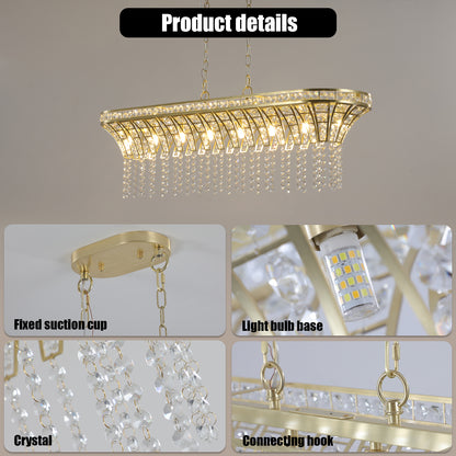 Modern Champagne Gold Kitchen Island Light - Oval Crystal ceiling chandelier