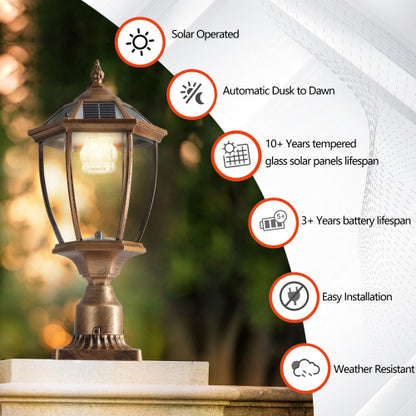 Solar Column Headlights With Dimmable LED