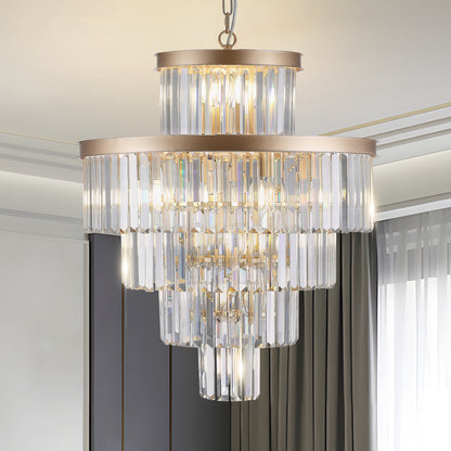 Golden Luxury Crystal Chandelier Modern Chandeliers Lights Fixture Hanging Pendant Light Fixture for Dining Room Bedroom Living Room Dia 23.6 Inch-Gold