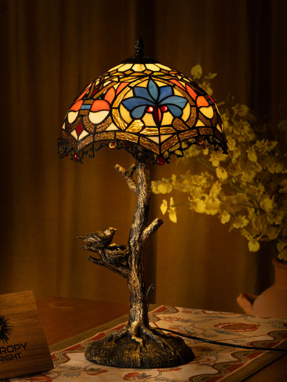 Blue Petal Grove Tiffany Table Lamp