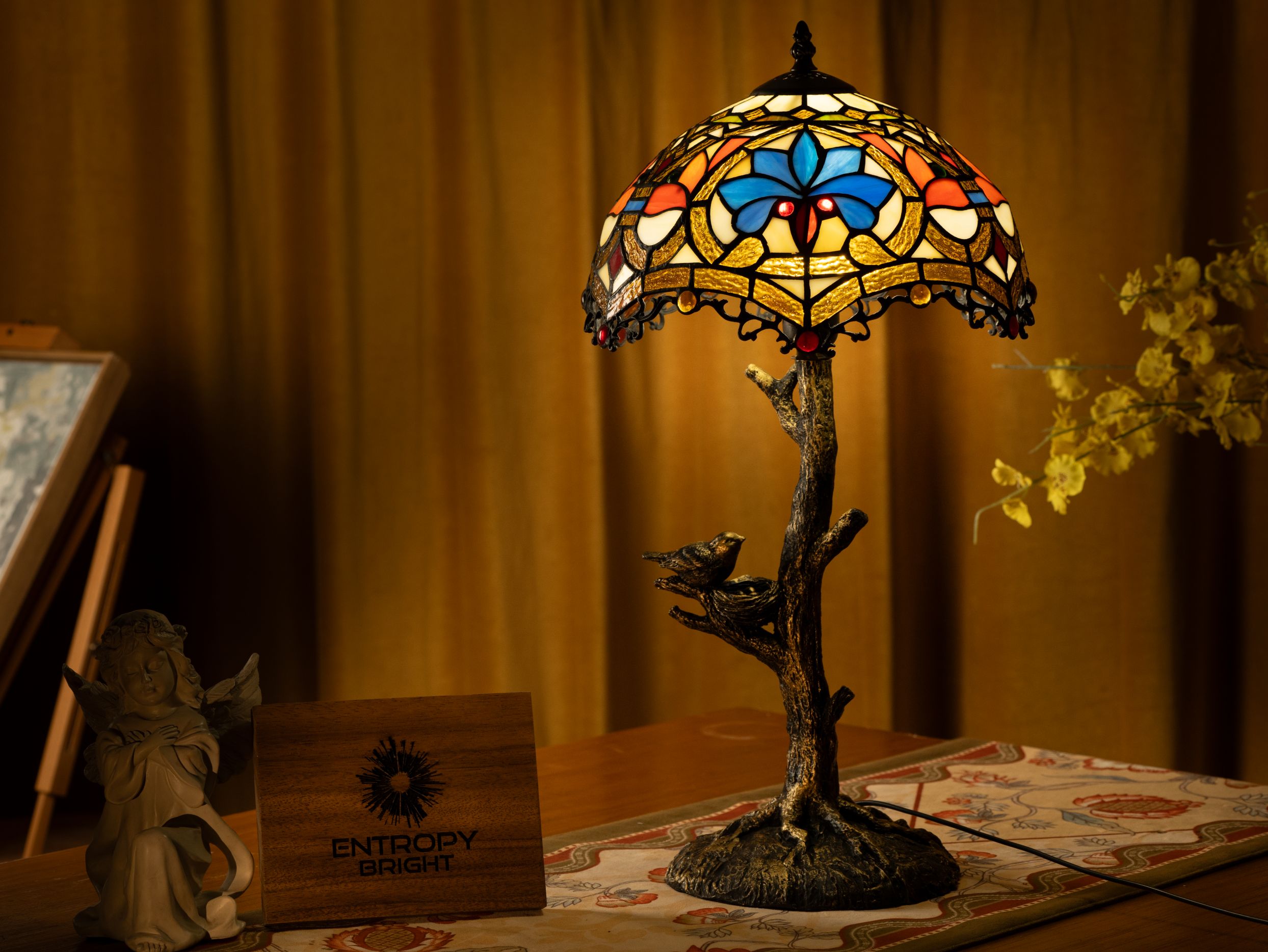 Blue Petal Grove Tiffany Table Lamp