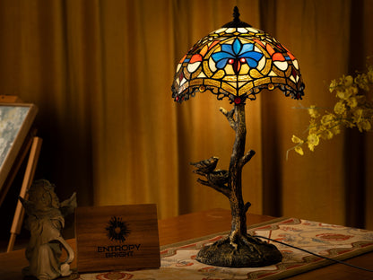 Blue Petal Grove Tiffany Table Lamp