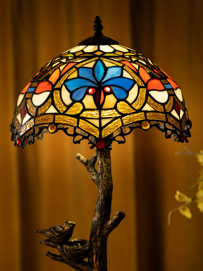 Blue Petal Grove Tiffany Table Lamp