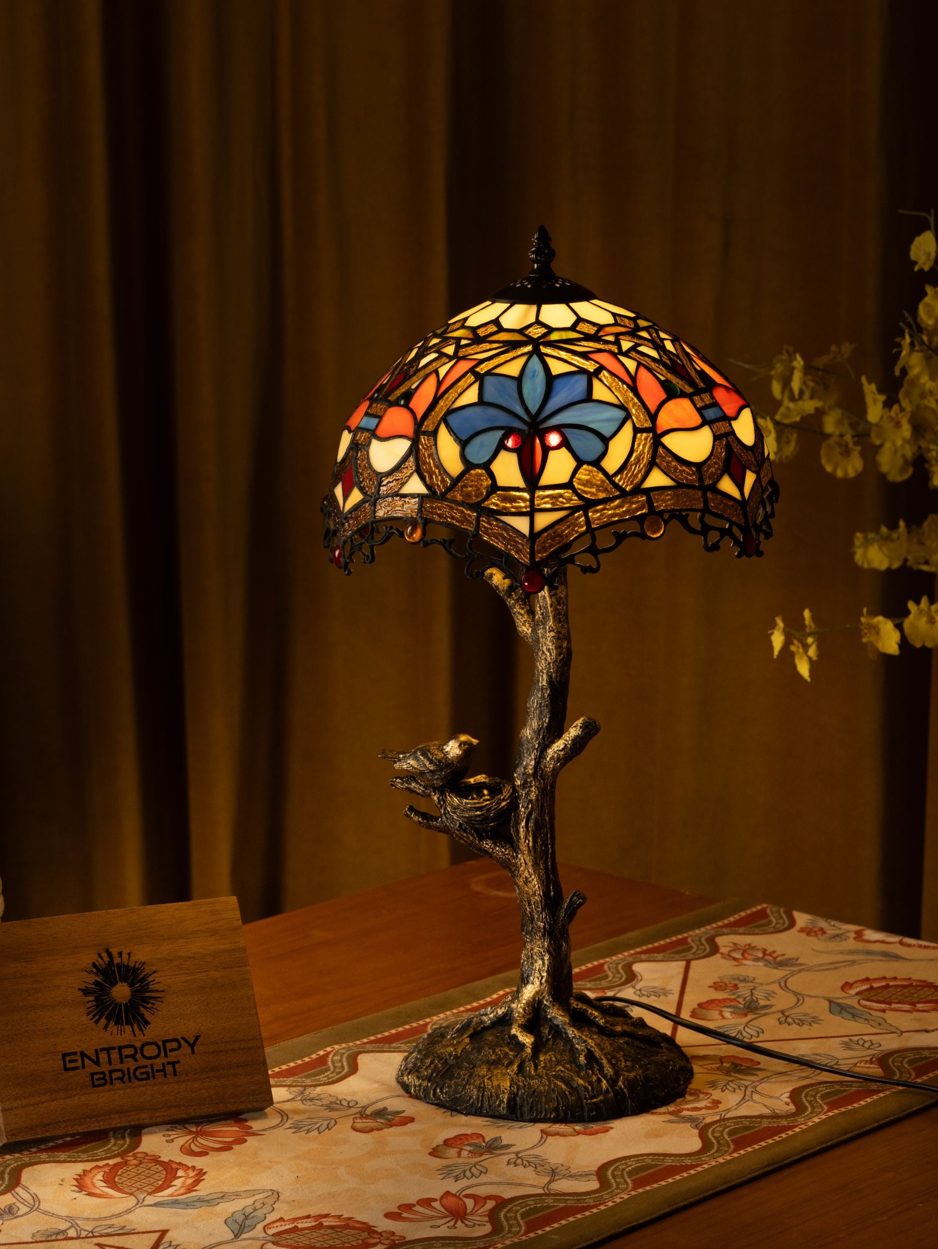 Blue Petal Grove Tiffany Table Lamp