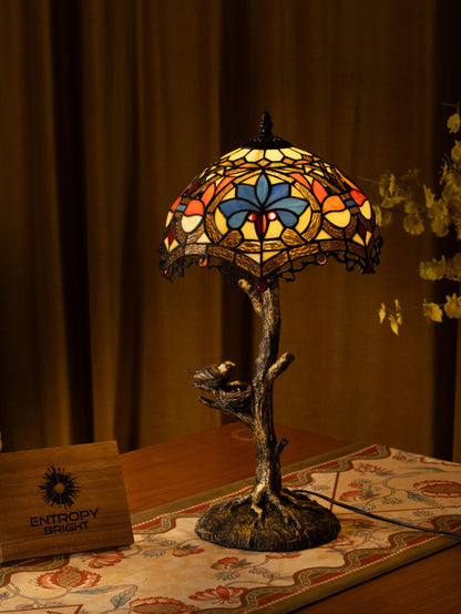 Blue Petal Grove Tiffany Table Lamp