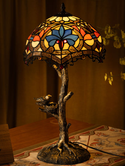 Blue Petal Grove Tiffany Table Lamp