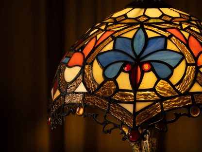 Blue Petal Grove Tiffany Table Lamp