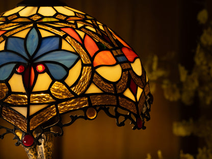 Blue Petal Grove Tiffany Table Lamp