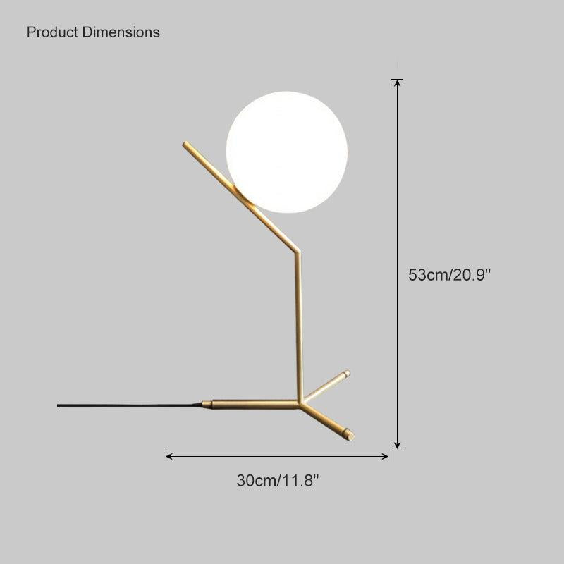 Lampe de table en forme de globe en verre laiteux