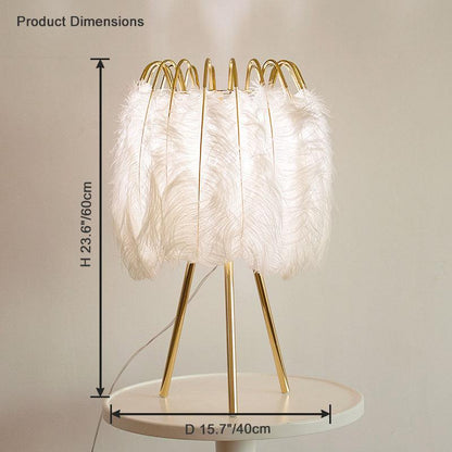 Lampe de table à plumes sur trépied élégante