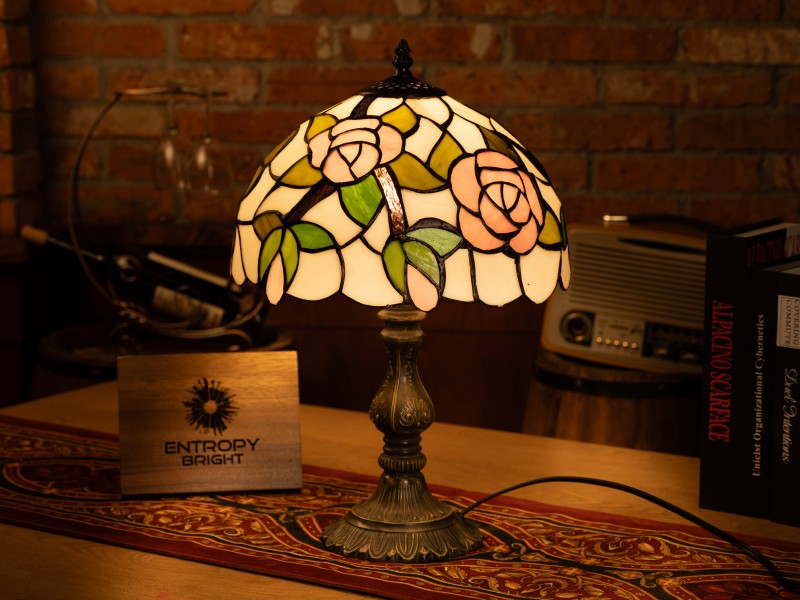 Rose Garden Glow Tiffany Table Lamp