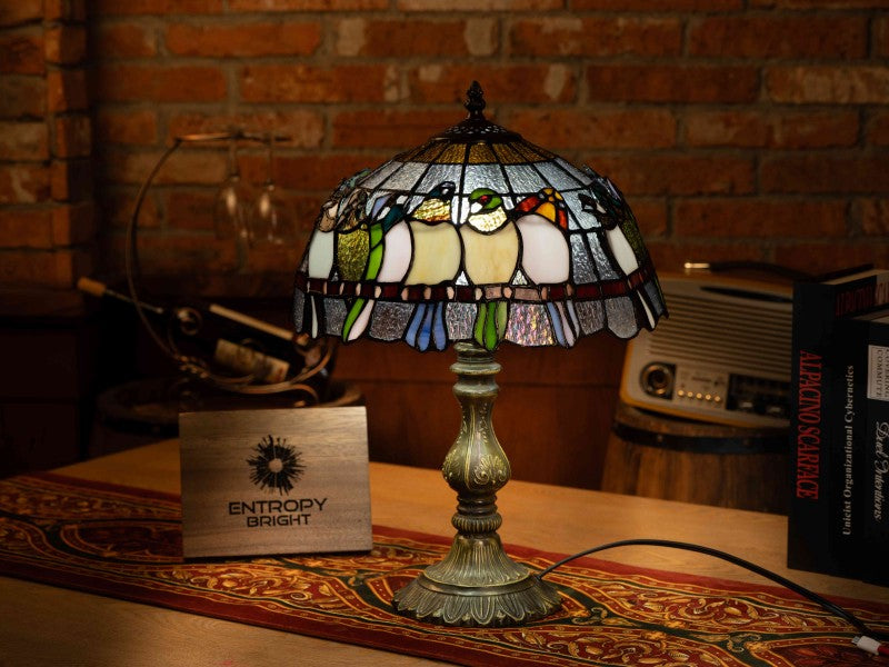 Radiant Ember Bloom Tiffany Table Lamp