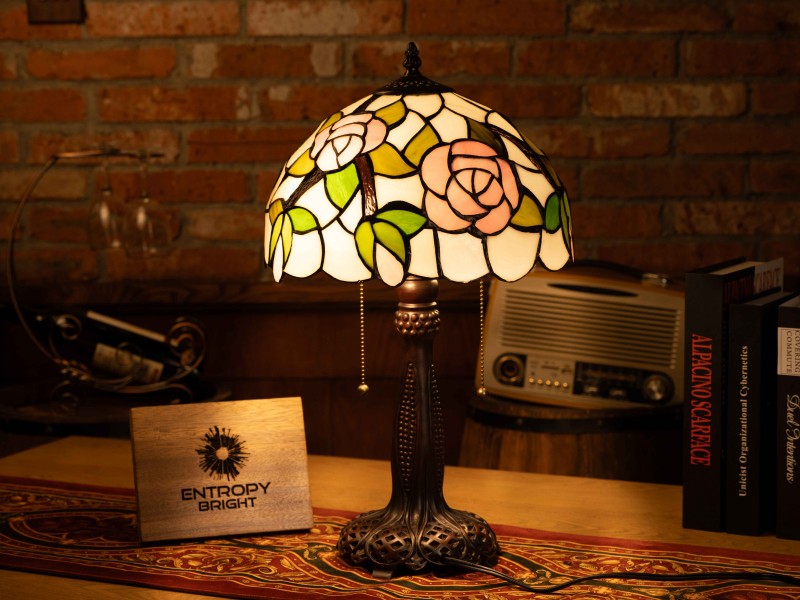 Rose Garden Glow Tiffany Table Lamp