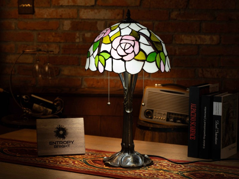 Rose Garden Glow Tiffany Table Lamp