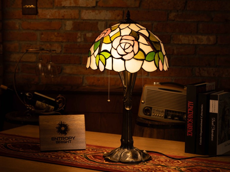 Rose Garden Glow Tiffany Table Lamp