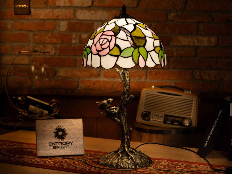 Rose Garden Glow Tiffany Table Lamp