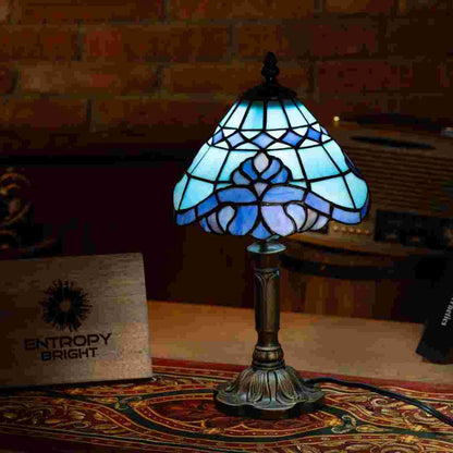 Azure Wave Bloom Tiffany Table Lamp