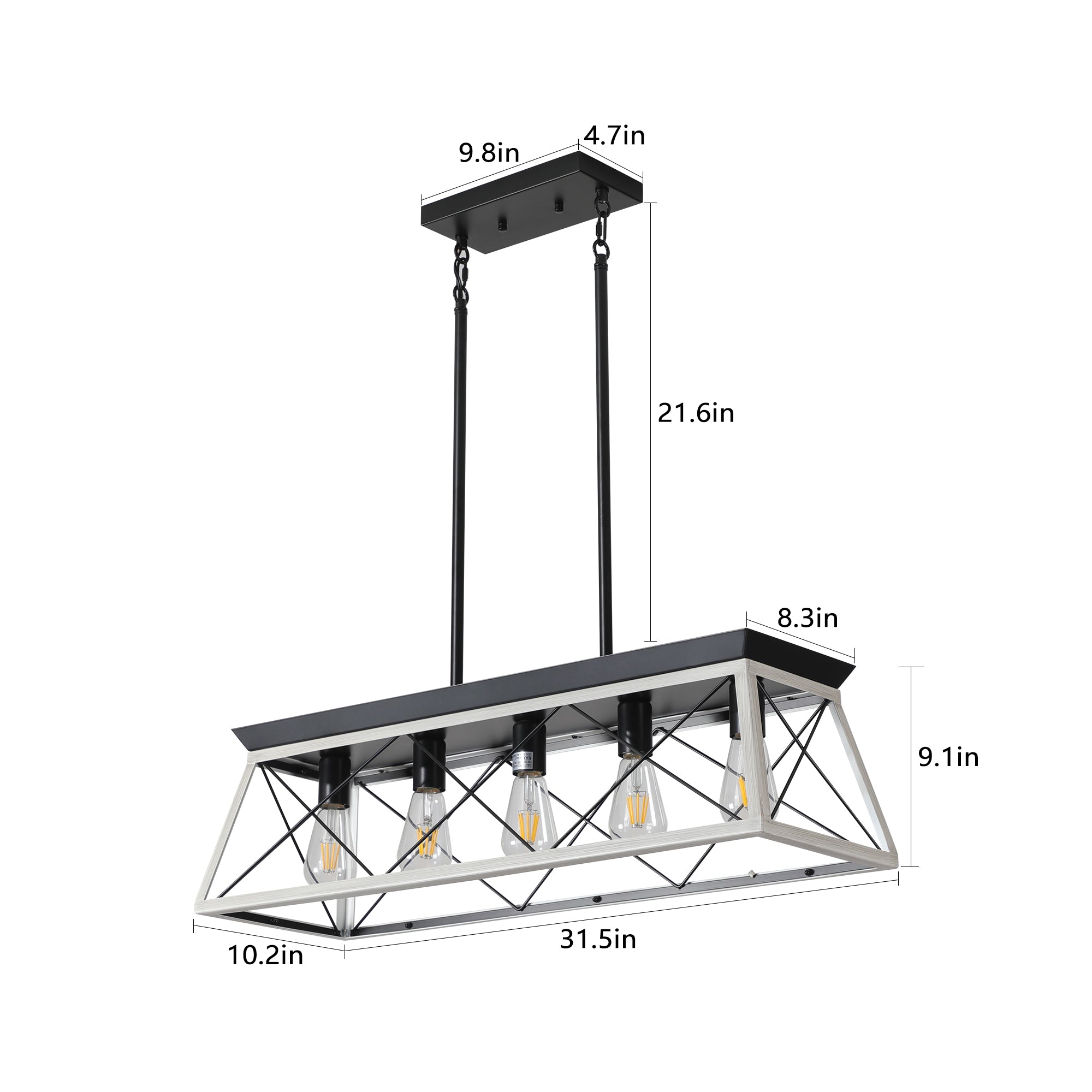 5-Light Farmhouse Chandeliers For Dining Room white(No Bulbs)