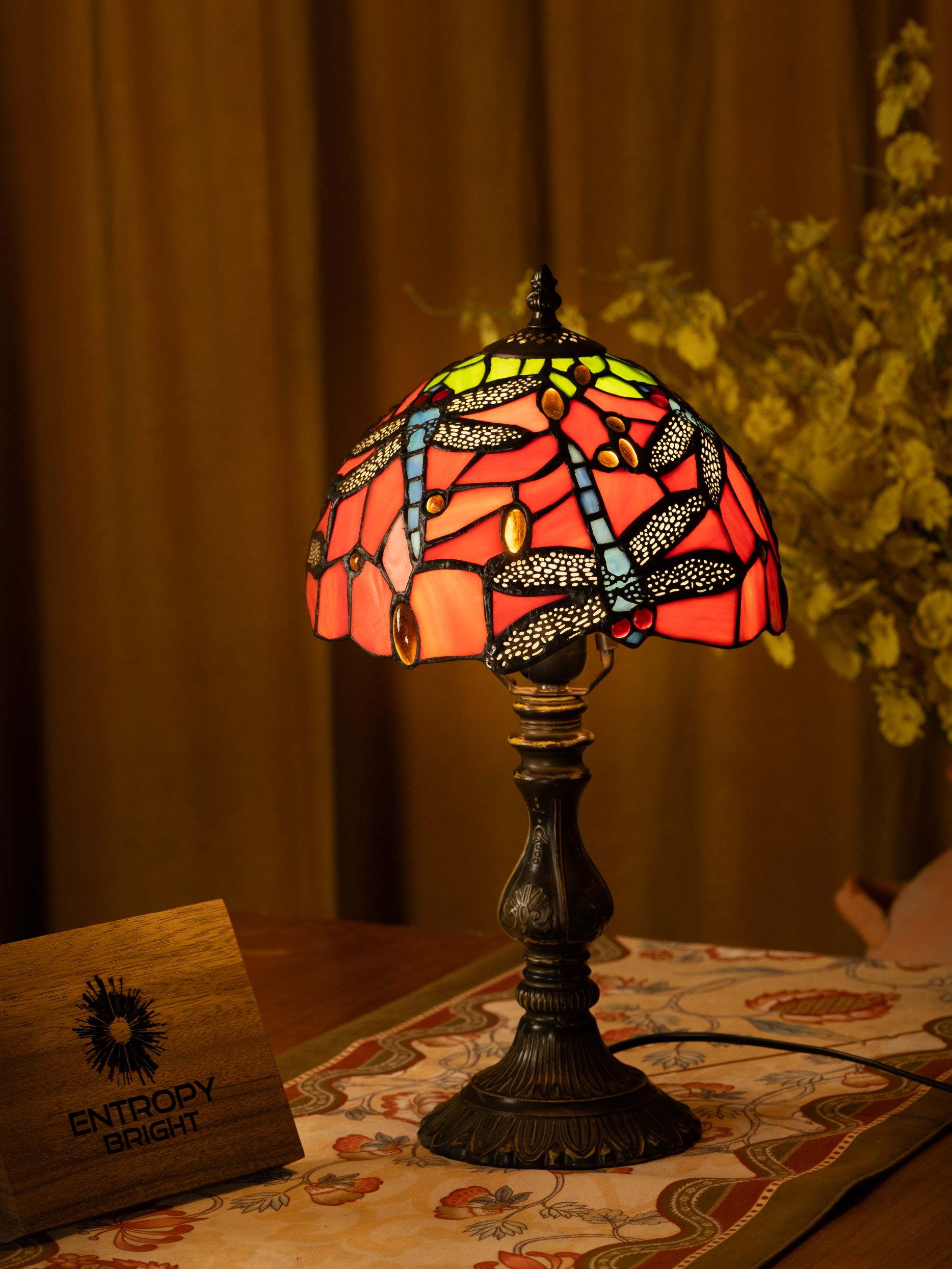 Crimson Flight Tiffany Table Lamp