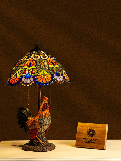 Rooster Sunrise Tiffany Table Lamp