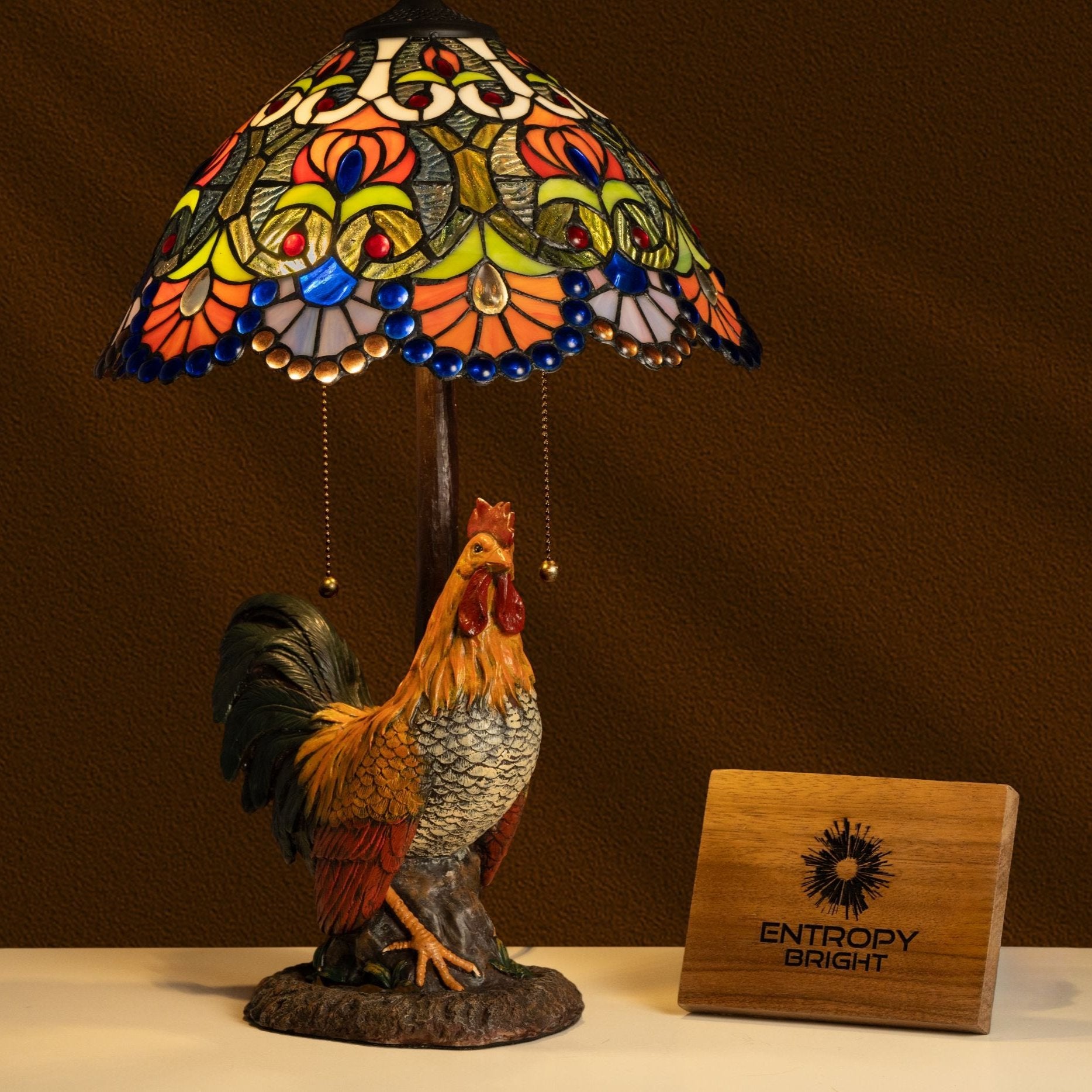 Rooster Sunrise Tiffany Table Lamp