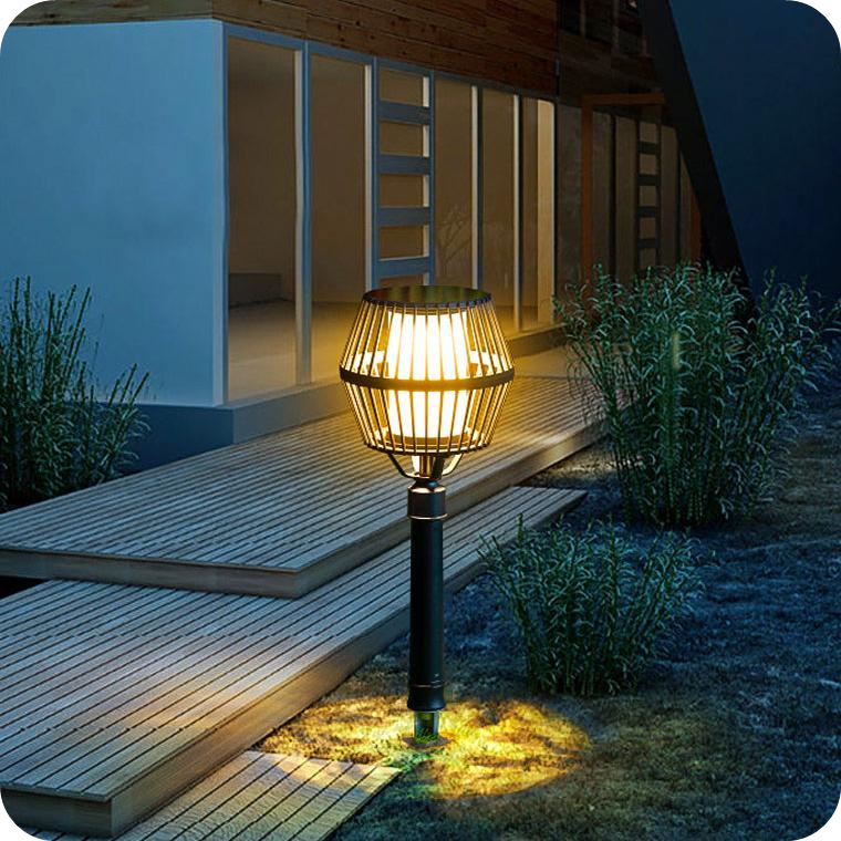 Waterproof Aluminum LED Matte Black Modern Solar Outdoor Lights Lanterns