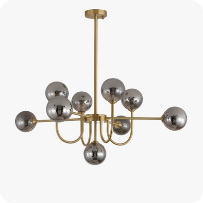 Glass Globe Brass Arm Chandelier