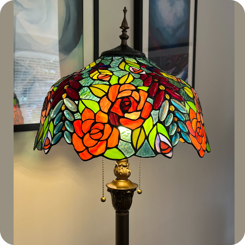 Amber Glow Tiffany Floor Lamp