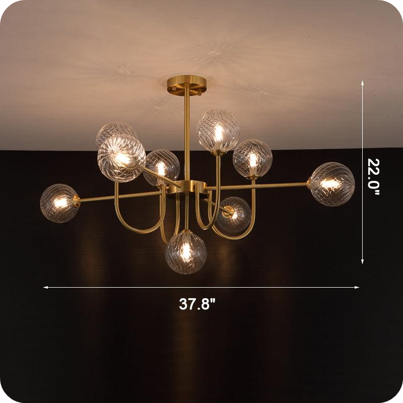 Glass Globe Brass Arm Chandelier