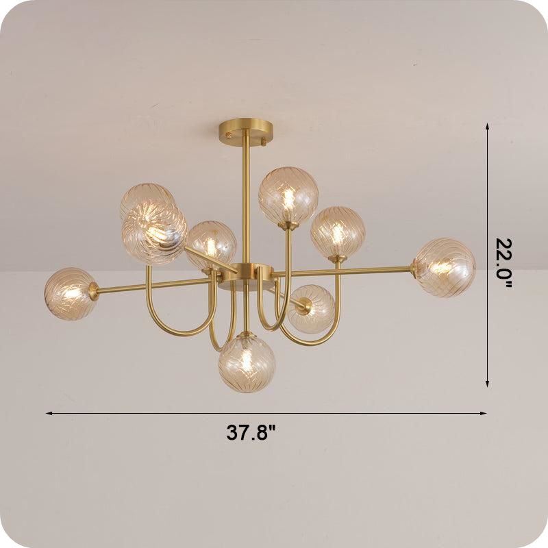 Glass Globe Brass Arm Chandelier