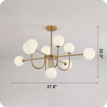 Glass Globe Brass Arm Chandelier