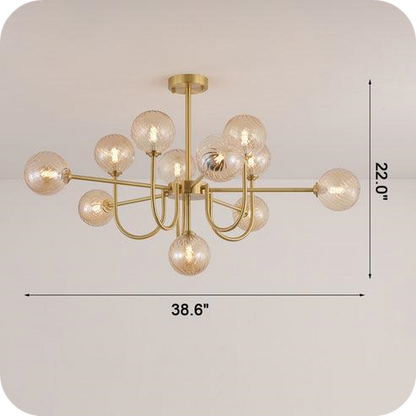 Glass Globe Brass Arm Chandelier