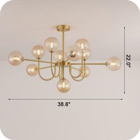 Glass Globe Brass Arm Chandelier