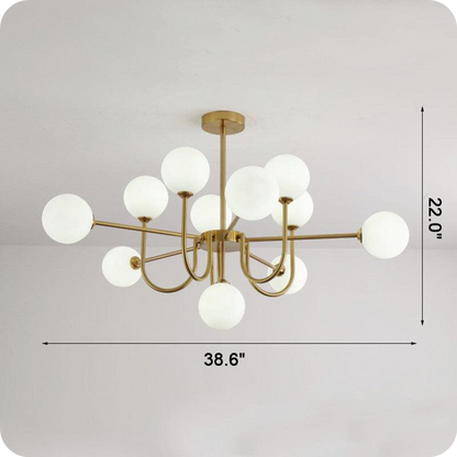 Glass Globe Brass Arm Chandelier