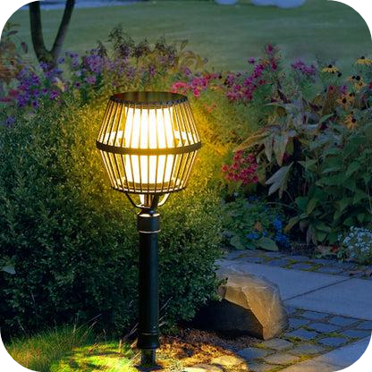 Waterproof Aluminum LED Matte Black Modern Solar Outdoor Lights Lanterns