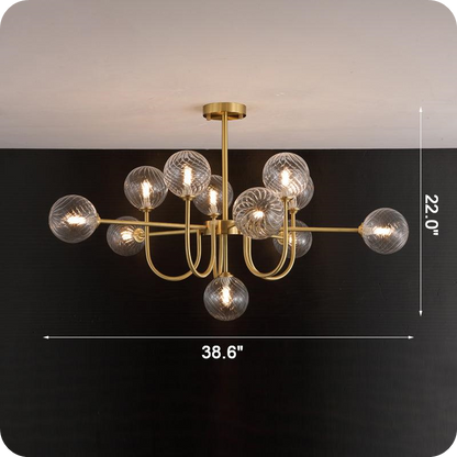 Glass Globe Brass Arm Chandelier