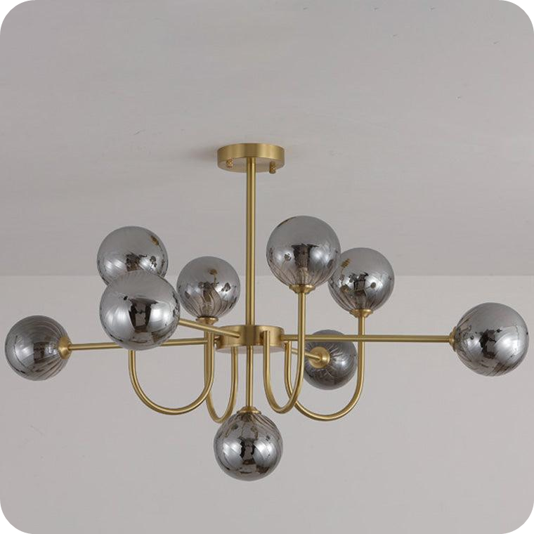 Glass Globe Brass Arm Chandelier