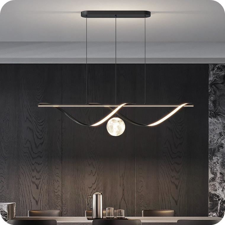 Moon Sculptural Linear Chandelier